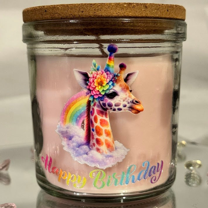 Happy Birthday Candle Jasmine with Giraffe Design